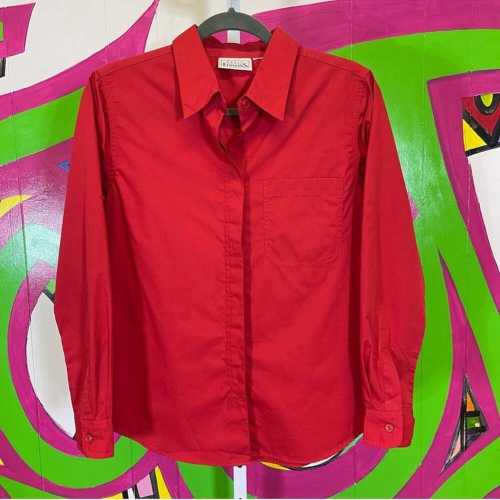 Basic Editions, Red Button Up Shirt. Similar to a size Small. Excellent cond!